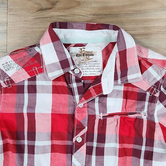 🧡Epic Threads Red & White Plaid Buttoned Shirt Medium - Picture 3 of 10